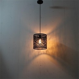 Lampadario a sospensione in ferro stile country retrò americano, 1 lampadina E26/E27