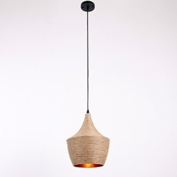 Lampada a sospensione in corda stile country mini beige E26/E27