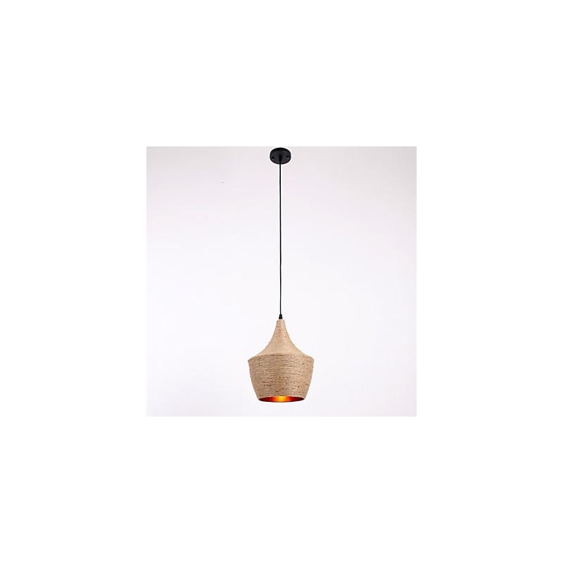 Lampada a sospensione in corda stile country mini beige E26/E27