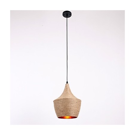 Lampada a sospensione in corda stile country mini beige E26/E27