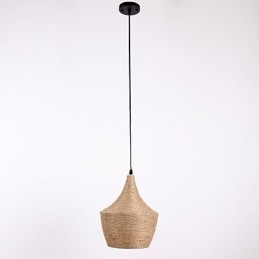 Lampada a sospensione in corda stile country mini beige E26/E27