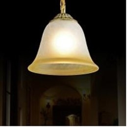 Lampada a sospensione mini classica retrò in bronzo con paralume in vetro bianco