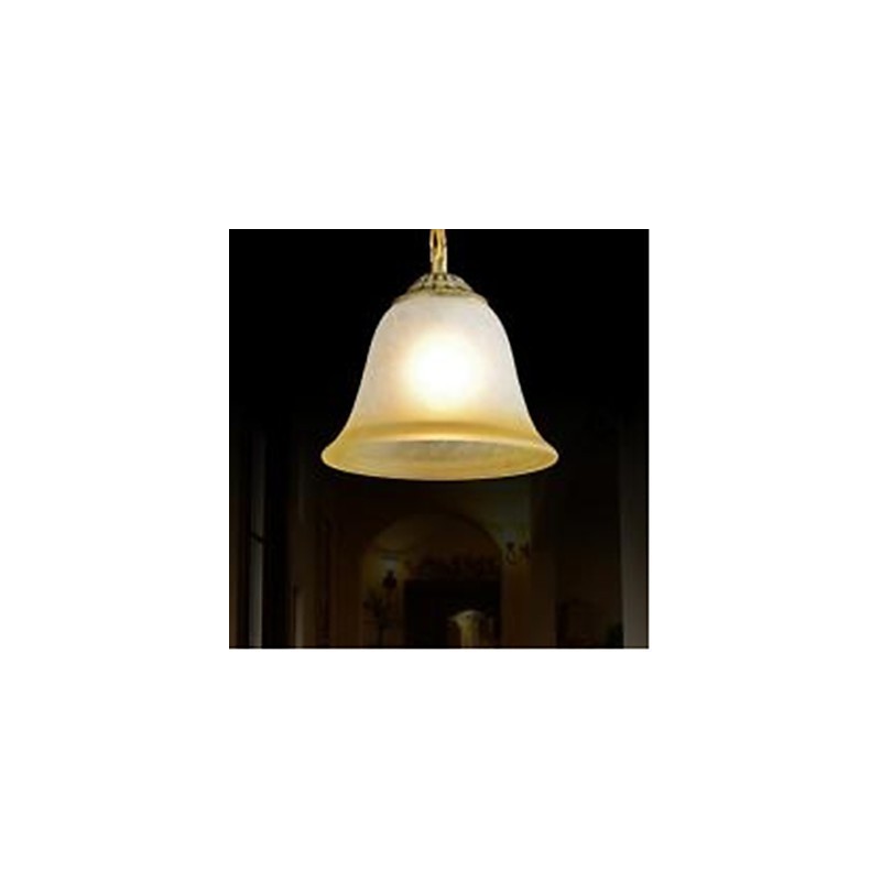 Lampada a sospensione mini classica retrò in bronzo con paralume in vetro bianco