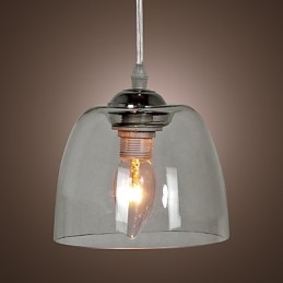 Lampada a sospensione mini moderna in cromo con paralume trasparente