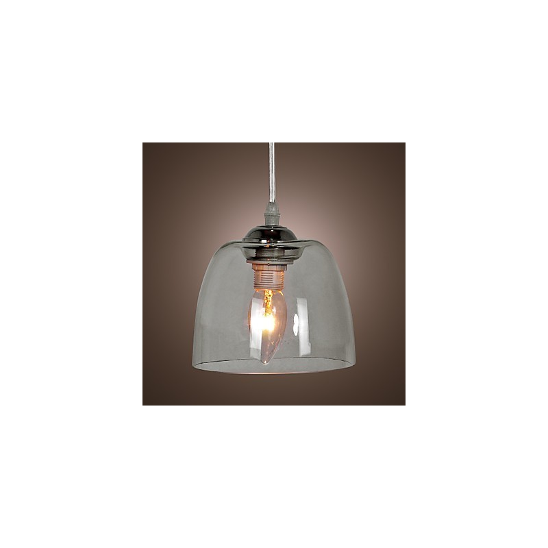 Lampada a sospensione mini moderna in cromo con paralume trasparente