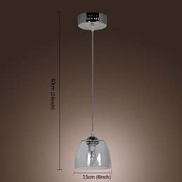 Lampada a sospensione mini moderna in cromo con paralume trasparente