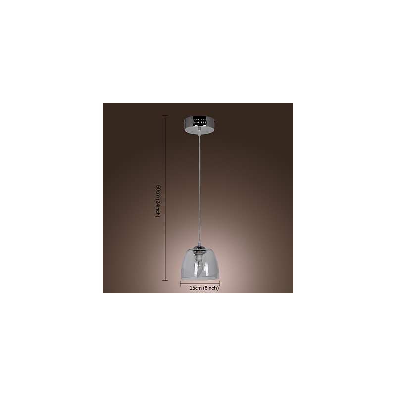 Lampada a sospensione mini moderna in cromo con paralume trasparente