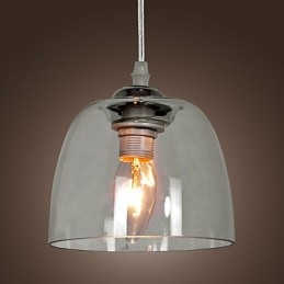 Lampada a sospensione mini moderna in cromo con paralume trasparente