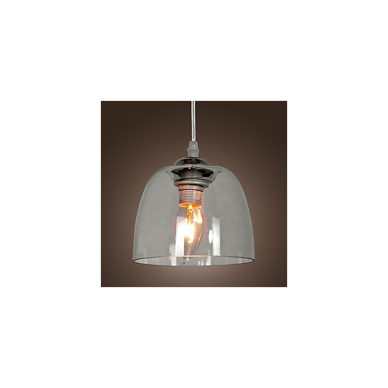 Lampada a sospensione mini moderna in cromo con paralume trasparente