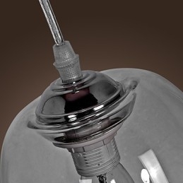 Lampada a sospensione mini moderna in cromo con paralume trasparente