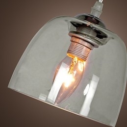 Lampada a sospensione mini moderna in cromo con paralume trasparente