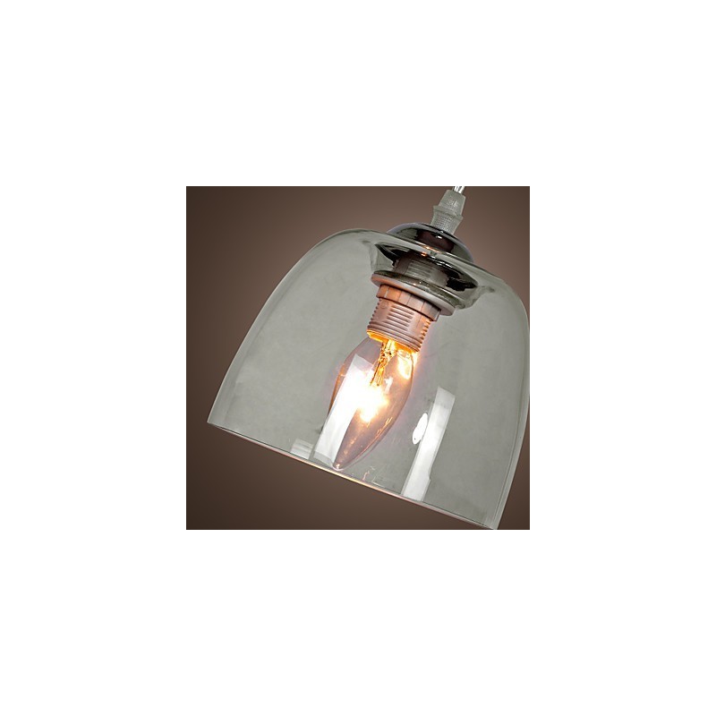 Lampada a sospensione mini moderna in cromo con paralume trasparente