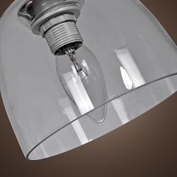 Lampada a sospensione mini moderna in cromo con paralume trasparente
