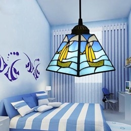 Lampada a sospensione a goccia in vetro colorato stile mediterraneo 3 lampadine E26/E27