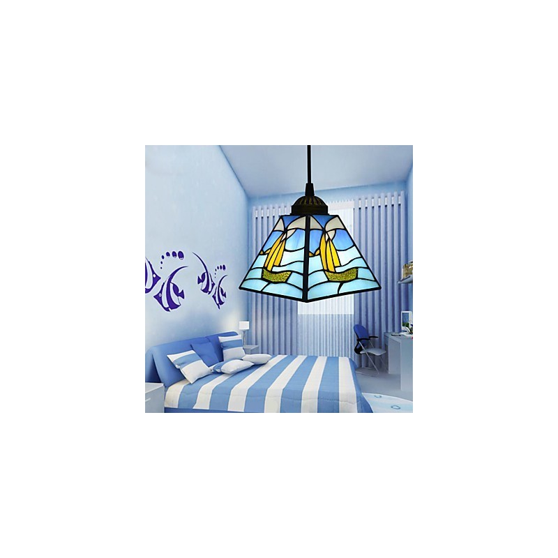 Lampada a sospensione a goccia in vetro colorato stile mediterraneo 3 lampadine E26/E27