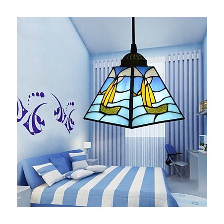 Lampada a sospensione a goccia in vetro colorato stile mediterraneo 3 lampadine E26/E27
