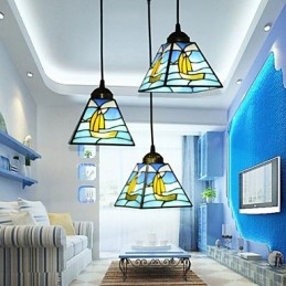 Lampada a sospensione a goccia in vetro colorato stile mediterraneo 3 lampadine E26/E27