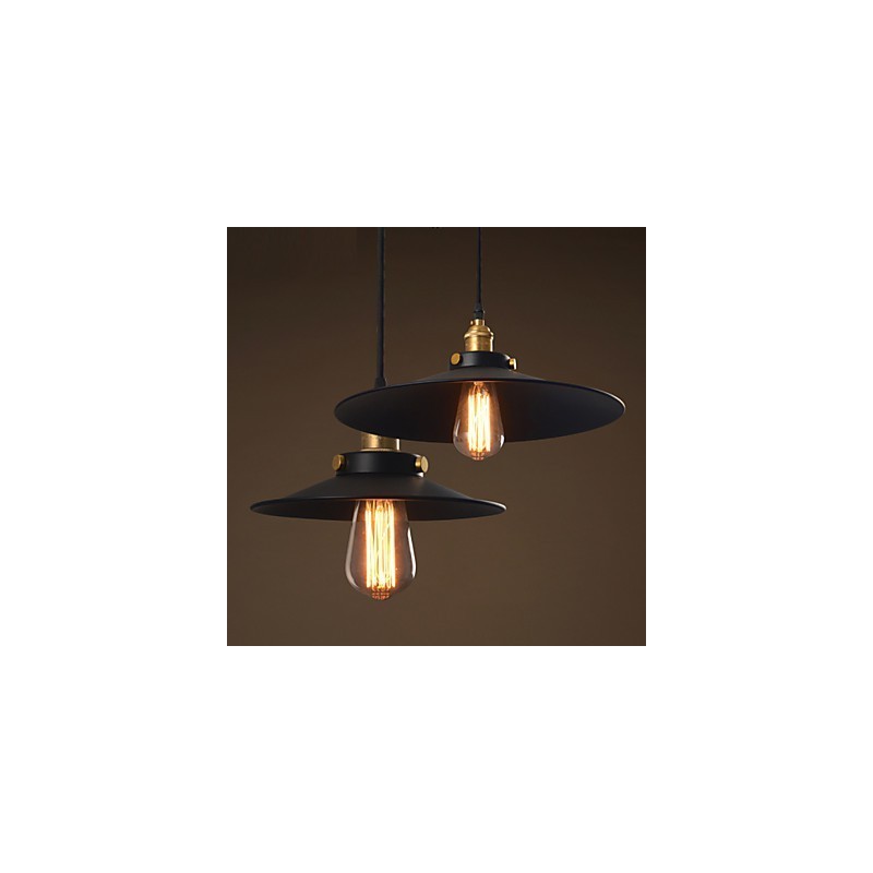 Lampada a sospensione retrò classica in metallo nero e bronzo, 1 luce E26/E27