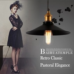 Lampada a sospensione retrò classica in metallo nero e bronzo, 1 luce E26/E27