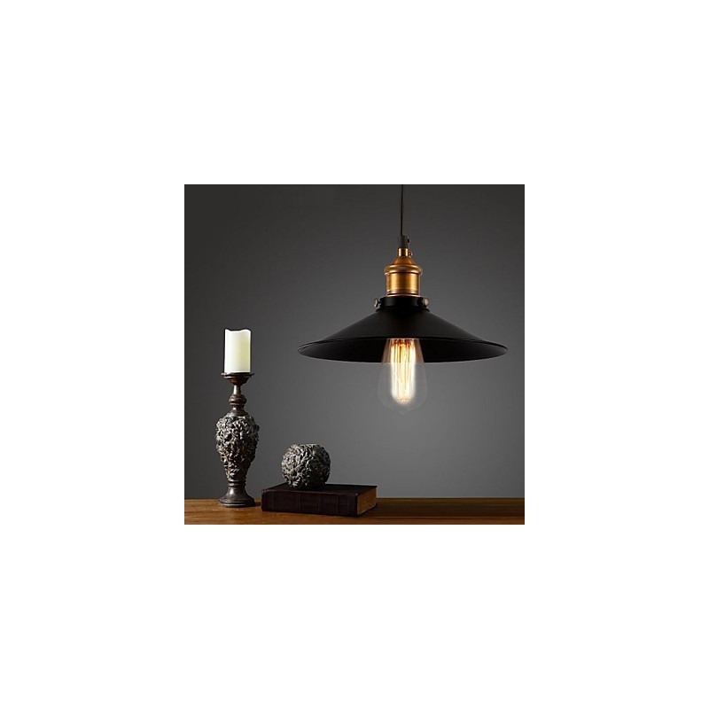 Lampada a sospensione retrò classica in metallo nero e bronzo, 1 luce E26/E27
