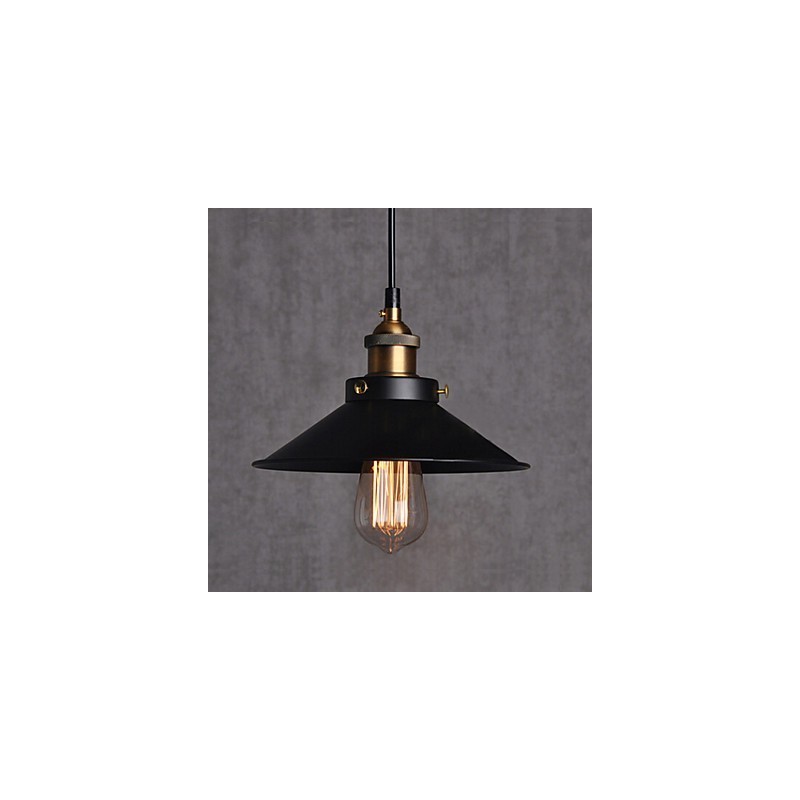 Lampada a sospensione retrò classica in metallo nero e bronzo, 1 luce E26/E27
