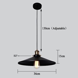 Lampada a sospensione retrò classica in metallo nero e bronzo, 1 luce E26/E27
