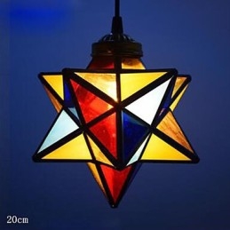 Lampada a sospensione a goccia con stelle in vetro
