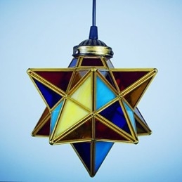 Lampada a sospensione a goccia con stelle in vetro