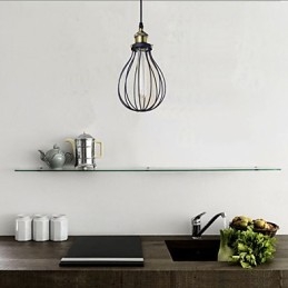 Lampada a sospensione retrò vintage rustica in metallo nero