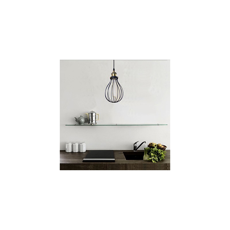 Lampada a sospensione retrò vintage rustica in metallo nero