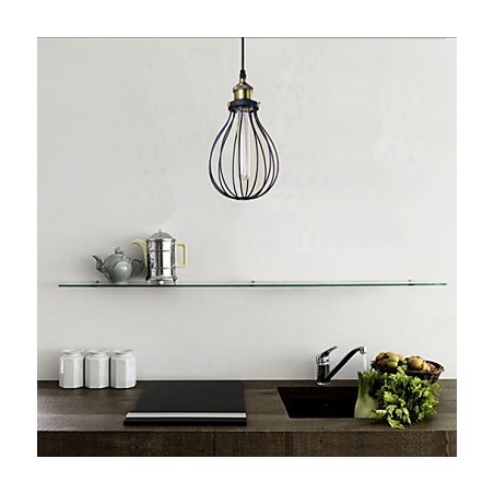 Lampada a sospensione retrò vintage rustica in metallo nero