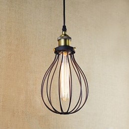Lampada a sospensione retrò vintage rustica in metallo nero