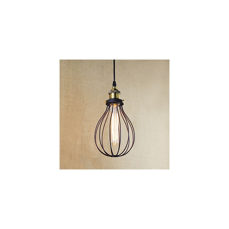 Lampada a sospensione retrò vintage rustica in metallo nero