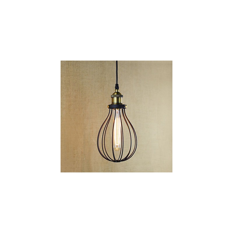Lampada a sospensione retrò vintage rustica in metallo nero