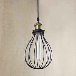 Lampada a sospensione retrò vintage rustica in metallo nero