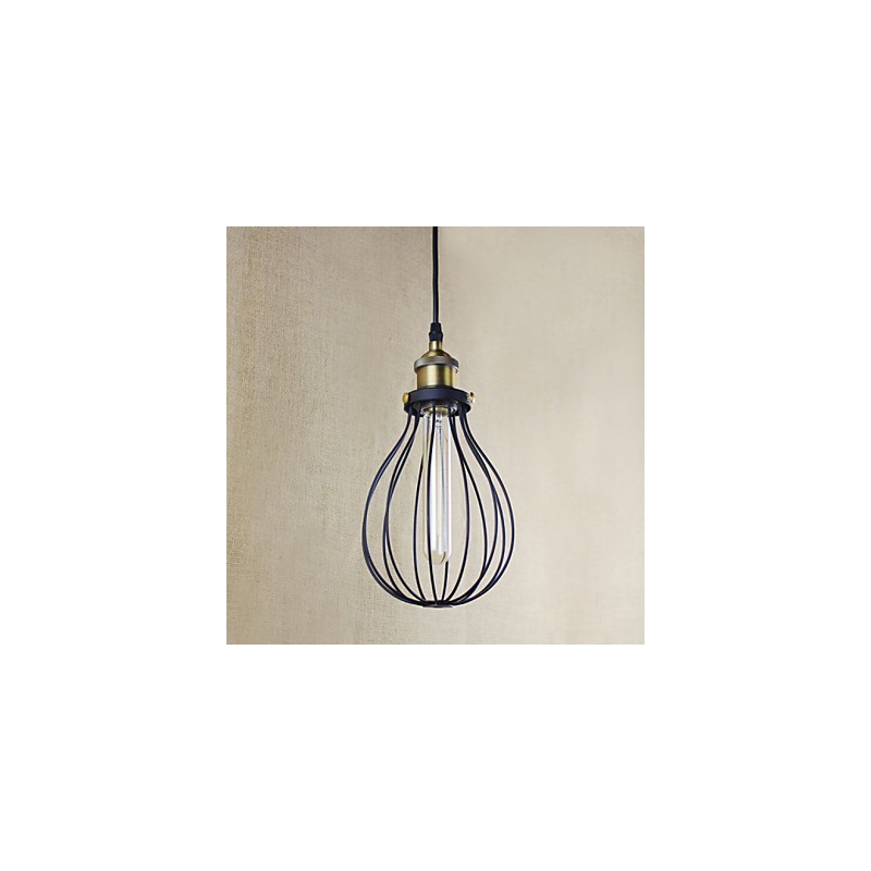 Lampada a sospensione retrò vintage rustica in metallo nero