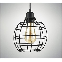Lampadario a sospensione Edison in metallo nero a gabbia, 3 luci E26/E27
