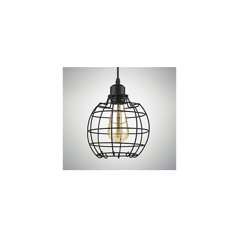 Lampadario a sospensione Edison in metallo nero a gabbia, 3 luci E26/E27