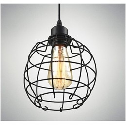 Lampadario a sospensione Edison in metallo nero a gabbia, 3 luci E26/E27