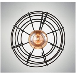 Lampadario a sospensione Edison in metallo nero a gabbia, 3 luci E26/E27