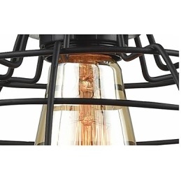Lampadario a sospensione Edison in metallo nero a gabbia, 3 luci E26/E27