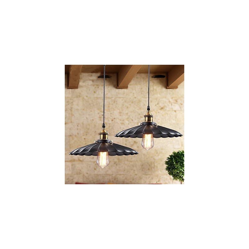 Lampada a sospensione classica retrò in metallo nero con dettagli in bronzo