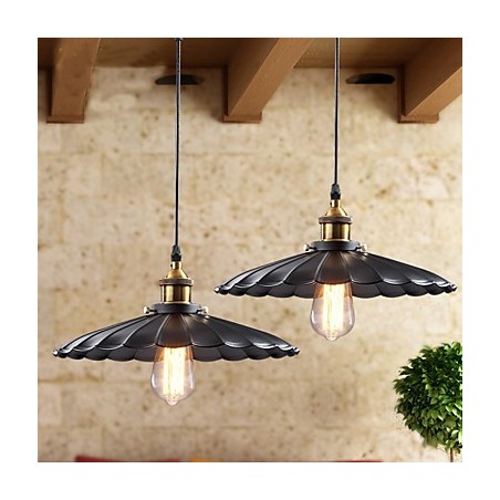 Lampada a sospensione classica retrò in metallo nero con dettagli in bronzo