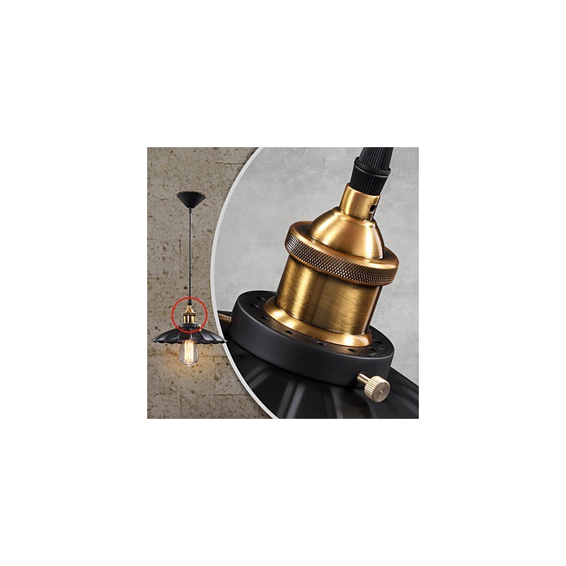 Lampada a sospensione classica retrò in metallo nero con dettagli in bronzo