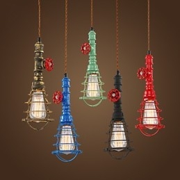 Lampada a sospensione vintage retrò classica in metallo, 3 luci E26/E27