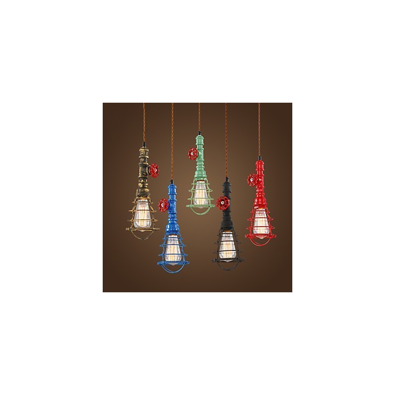 Lampada a sospensione vintage retrò classica in metallo, 3 luci E26/E27