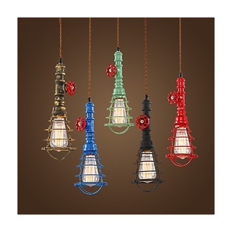 Lampada a sospensione vintage retrò classica in metallo, 3 luci E26/E27