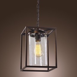 Lampada a sospensione classica vintage mini a lanterna, vetro trasparente, 1 lampadina E26/E27