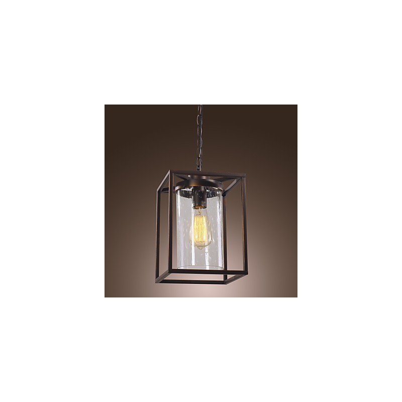 Lampada a sospensione classica vintage mini a lanterna, vetro trasparente, 1 lampadina E26/E27