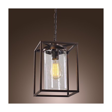 Lampada a sospensione classica vintage mini a lanterna, vetro trasparente, 1 lampadina E26/E27